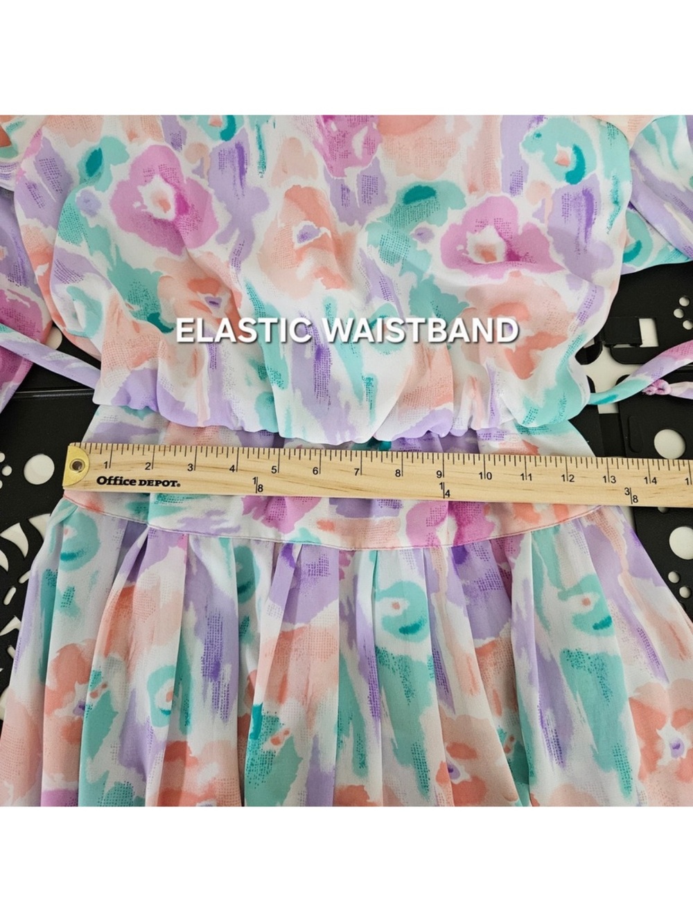 Willi of California Womens Floral Watercolor Midi Dress Belted 10 Vintage 80s - Picture 4 of 12